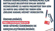 Battalgazi'de vergi ödemeleri için bayram mesaisi