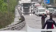 Alaplı yolunda yağış kabusu sürücülere zor anlar yaşattı