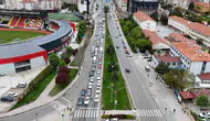 Yozgat yolunda bayram trafiği havadan görüntülendi