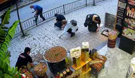 Giresun'da Sakar isimli kedi esnafın ceviz çuvalını devirdi