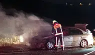 Besni yolunda korkutan araç yangını