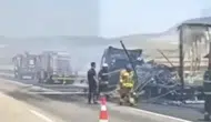Gaziantep yolunda tır yangını paniği