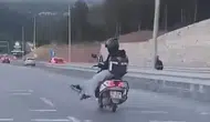 Ümraniye trafiğinde akılalmaz motosiklet şovu