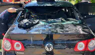 Osmaniye’de park halindeki araç alevlere teslim oldu