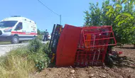 Malatya'da tavuk kamyonu şarampole uçtu