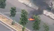 Diyarbakır trafiğinde korkutan motosiklet yangını