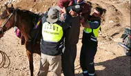 Siirt'te sarp arazide mahsur kalan kadın katırla kurtarıldı
