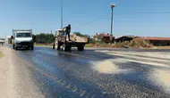 Edirne sıcağında asfalt eridi