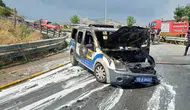 Aydın’da seyir halindeki polis aracı küle döndü