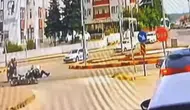 Bartın'da yunus polislerini taşıyan motosiklet kavşakta devrildi