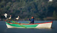 Balıkçı Adem ve Yaren leyleğin kayığına sürpriz ziyaretçiler doldu