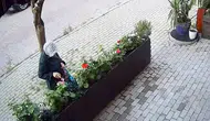 Avcılar'da çiçek hırsızlığı kameraya yansıdı