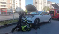 Kayseri'de otomobilden sarkan yılan paniği