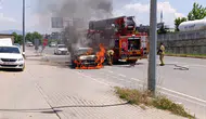 İnegöl trafiğinde korkutan araç yangını
