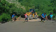 Fatsa'da heyelanla kapanan ulaşım hattı betonla sağlamlaştırıldı
