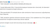 Çiftçinin hububat ödemeleri hesaplara yatmaya başladı