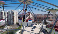 Eskişehir’de lunaparkta tıraş keyfi metrelerce yüksekte yaşandı