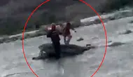 Kezer Çayı'nda yükselen sular çocuğu kayalara hapsetti