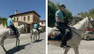 Harput sokaklarında atlı jandarma devriye geziyor