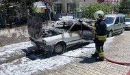 Samsun Kavak'ta pazar yerinde otomobil küle döndü