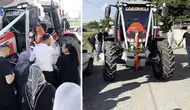 Osmaniye'de sıra dışı düğün: Tarladaki traktörünü gelin arabası yaptı