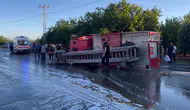 Malatya’da yangına koşan itfaiye aracı yolda devrildi
