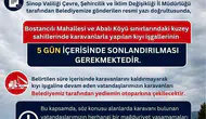Sinop sahillerinde karavanlara 5 gün süre verildi