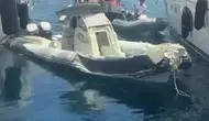 Bodrum’da kontrolden çıkan şişme bot rıhtıma çarparak patladı