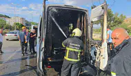 Karabük'te hasta nakil aracı yandı