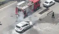 Çorum trafiğinde aniden alev alan cip paniğe neden oldu?