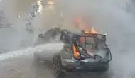 Osmaniye'de hareket halindeki otomobil alevlere teslim oldu