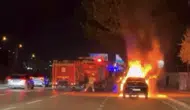 Bursa trafiğinde korkutan araç yangını
