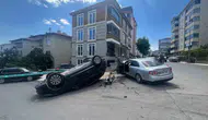 Çorum'da kavşak kazası Cip takla attı iki sürücü yaralandı
