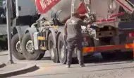 Sincan trafiğini tehlikeye atan beton saçılması