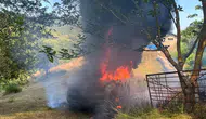Bartın'da arıcının kamyoneti bahçede küle döndü