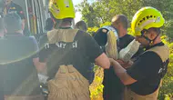 İnegöl'de motosiklet kazası 50 metrelik uçuruma yuvarlandı