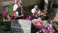Safiye Soyman oğlunun mezar başında kedisinde teselli arıyor