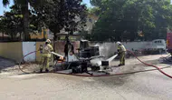 İznik sahilinde bir karavan alevlere teslim oldu