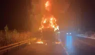 Denizli çevre yolunda gece yarısı tır yangını paniği