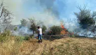 Çankırı Korgun yolunda çıkan yangın ormana sıçramadan söndürüldü