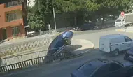 Pendik'te bariyerleri aşan otomobil dere yatağına uçtu