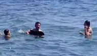 Şarköy açıklarında tatilcilerin yeni oyun arkadaşı ortaya çıktı