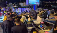 Bodrum’da kavşak kazası bir otomobili ters çevirdi