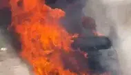 Antalya’da trafikte ilerleyen otomobil bir anda yanmaya başladı