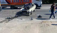 Eskişehir yolunda motosiklet ve otomobil birbirine girdi