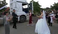 Keşanlı damat düğün konvoyuna dev TIR’ları dahil etti