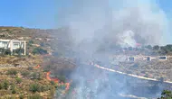 Bodrum Dereköy'de alevler otluk alanda yükseliyor