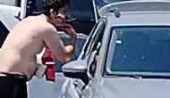 Karasu'da trafiğin ortasında kişisel bakım molası