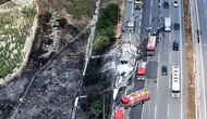 Kuzey Marmara Otoyolu üzerinde tır yangını tarım arazisine sıçradı