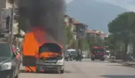 Amasya trafiğinde korkutan araç yangını